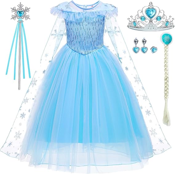 Nolangs Ice Princess Dress – Blue Costume with Accessories