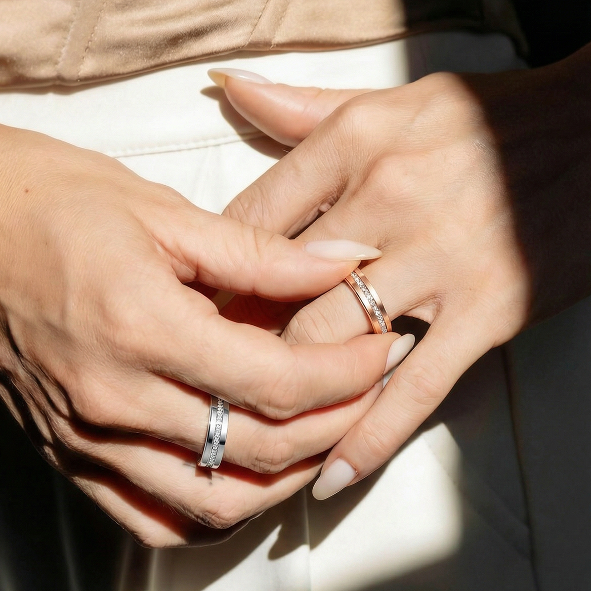 Nolangs V6 Moissanite Couple Rings – Forever Love Edition