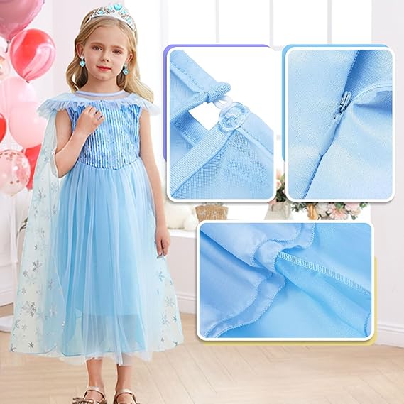 Nolangs Ice Princess Dress – Blue Costume with Accessories