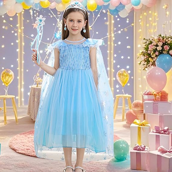 Nolangs Ice Princess Dress – Blue Costume with Accessories
