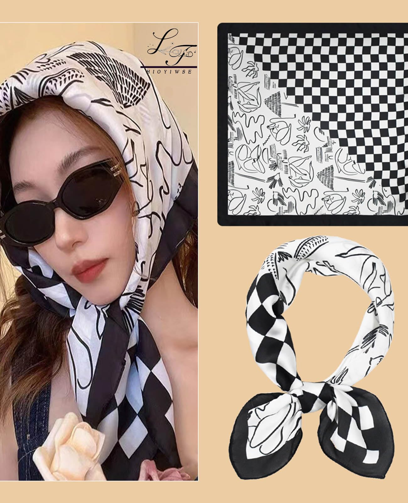 Nolangs Satin Head Scarf – Silk Bandana, Hair & Neck Wrap