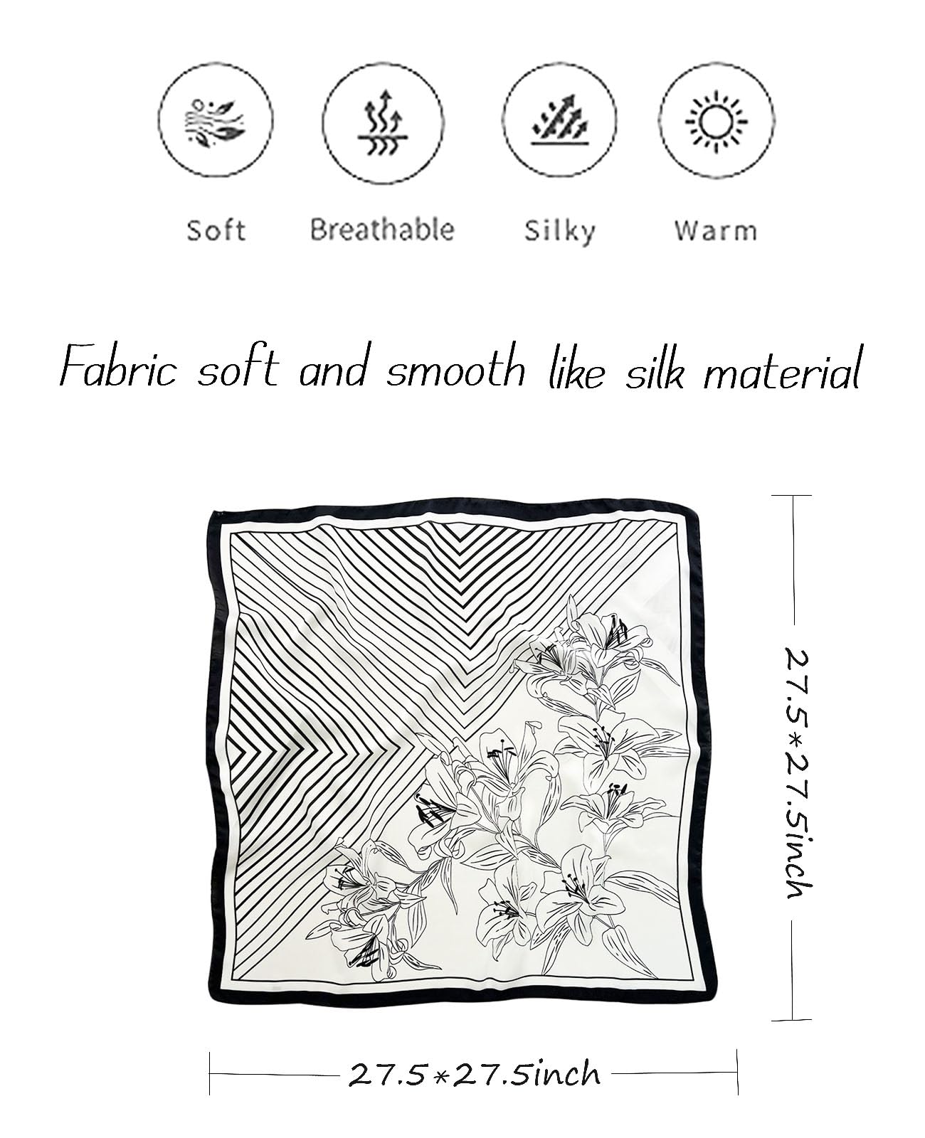 Nolangs Satin Head Scarf – Silk Bandana, Hair & Neck Wrap