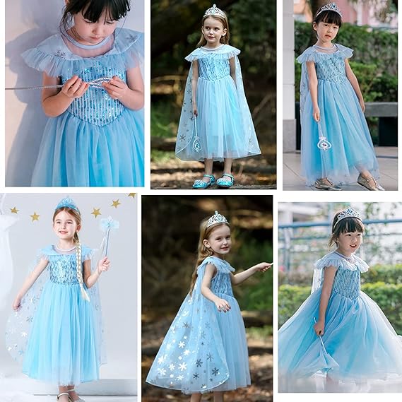 Nolangs Ice Princess Dress – Blue Costume with Accessories